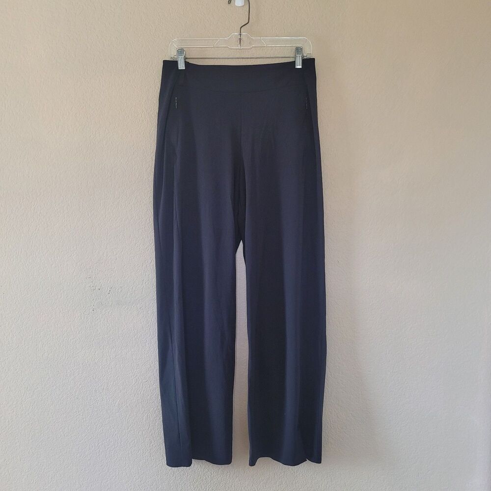 Athleta Cosmic Wide Leg Pants Women Size 6 Black High Rise Casual Travel 587316